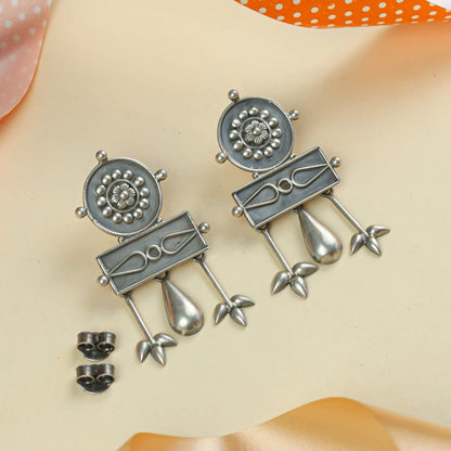Tridha Mandala Bloom Silver Earrings – 92.5 Silver