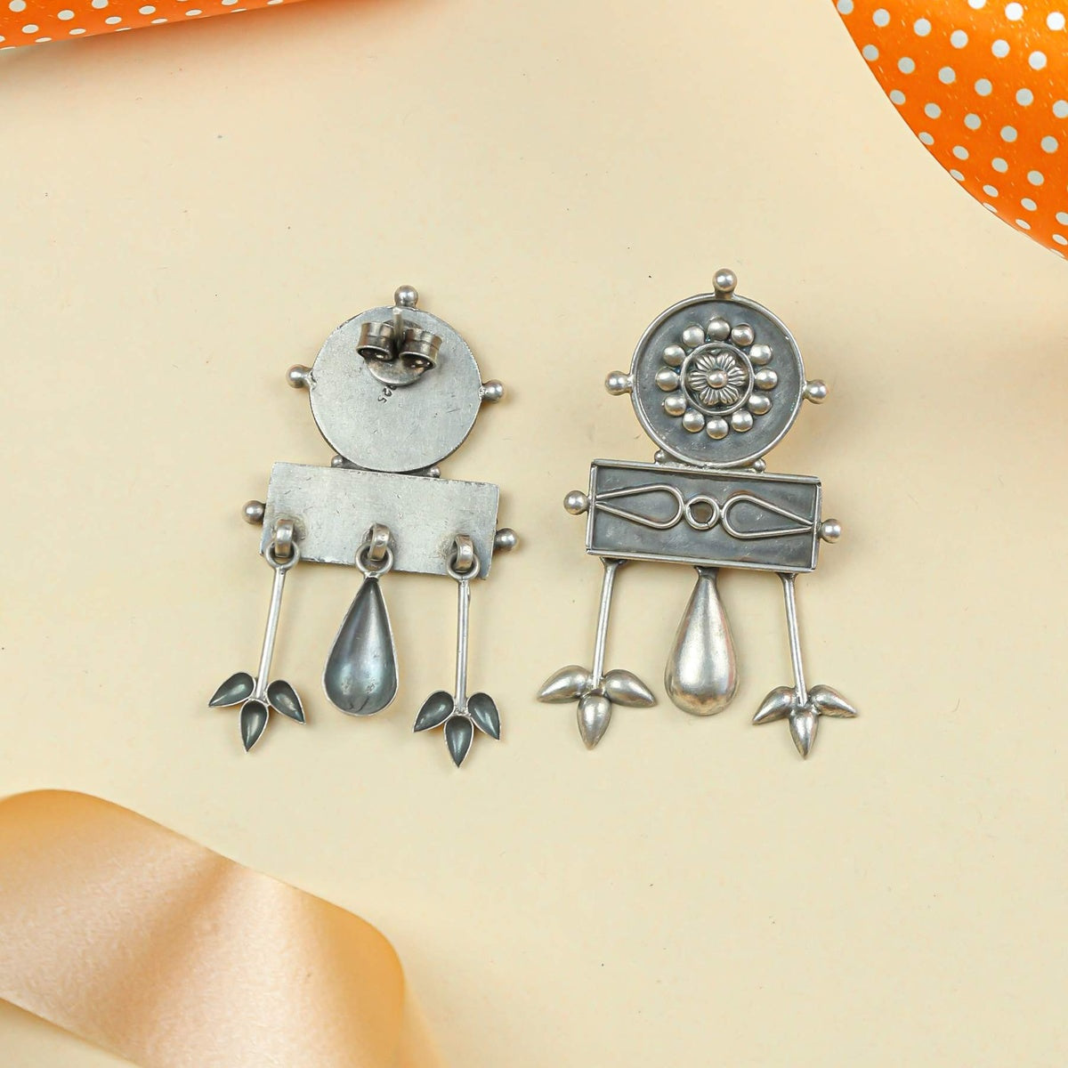 Tridha Mandala Bloom Silver Earrings – 92.5 Silver