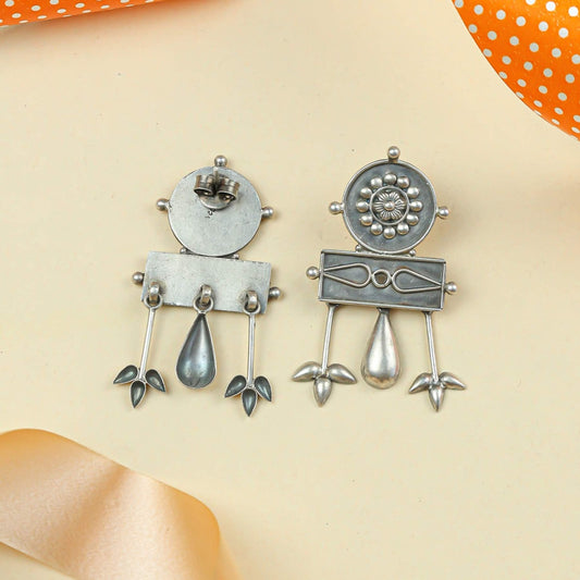 Tridha Mandala Bloom Silver Earrings – 92.5 Silver