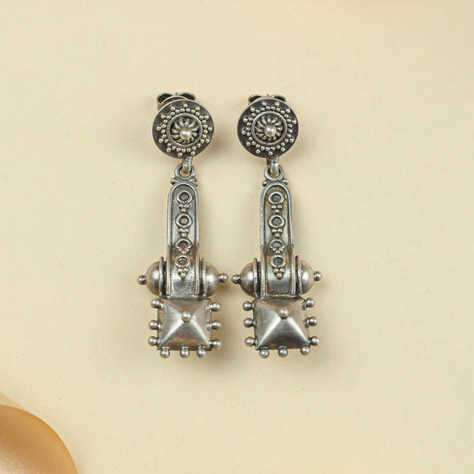 Tridha Temple Pillar Silver Earrings – 92.5 Silver