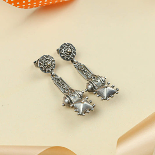 Tridha Temple Pillar Silver Earrings – 92.5 Silver