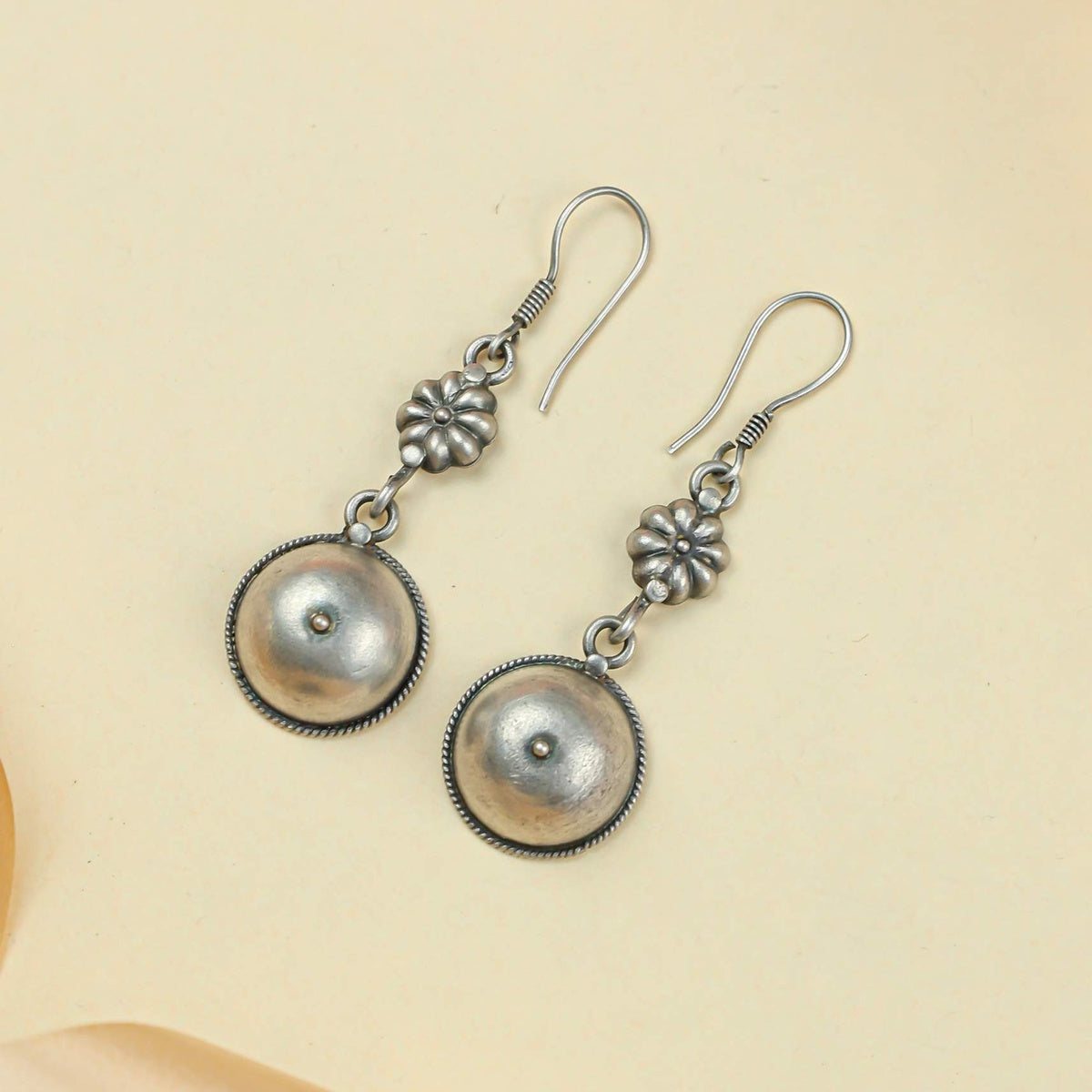 Tridha Chand Phool Silver Earrings – 92.5 Silver