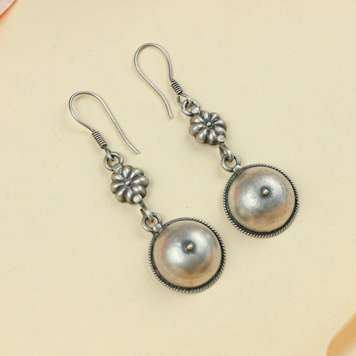 Tridha Chand Phool Silver Earrings – 92.5 Silver