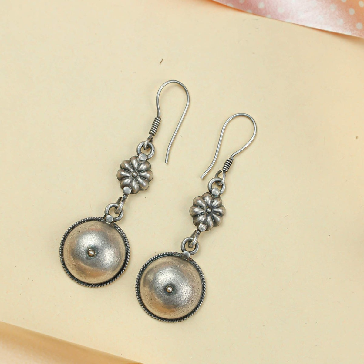 Tridha Chand Phool Silver Earrings – 92.5 Silver