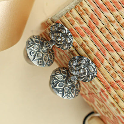 Tridha Floral Ball Bead Silver Earrings – 92.5