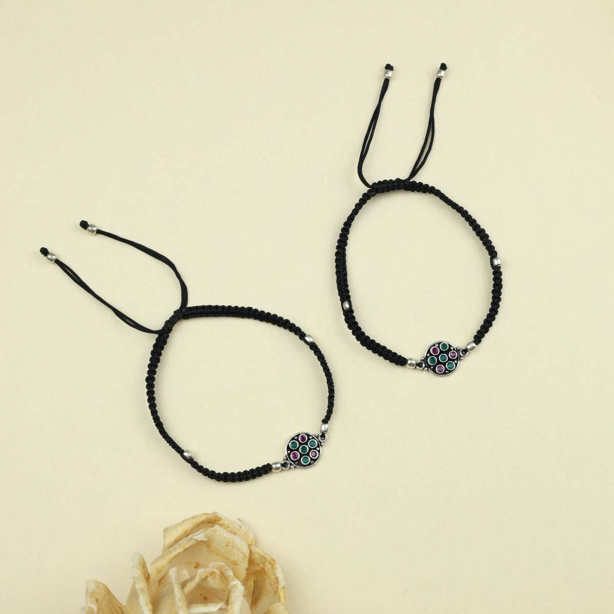 925 Silver Anklet| Aasma Nazakat Ruby and Zircon Silver Anklet( Single Piece)