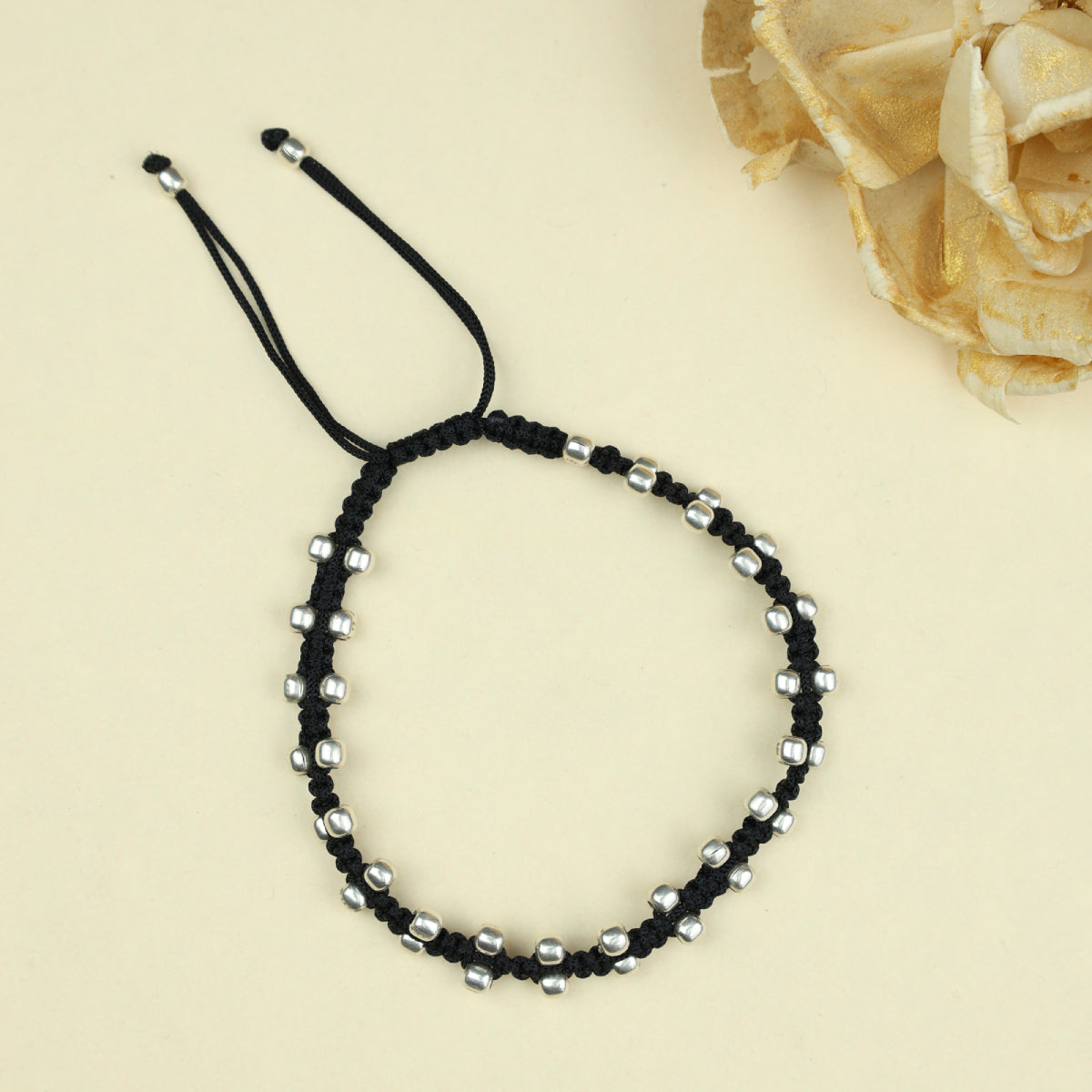 Nazakat Dual Side Ball Beaded Thread Anklet(Single Piece)