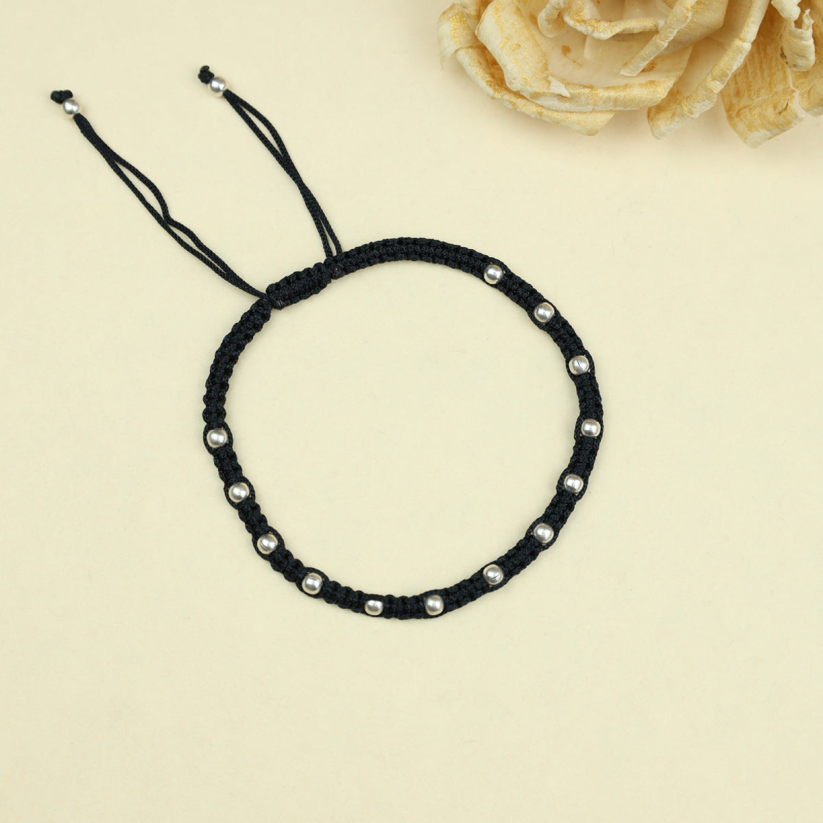 Nazakat Silver Multi Ball Beaded Thread Anklet(Single Piece)