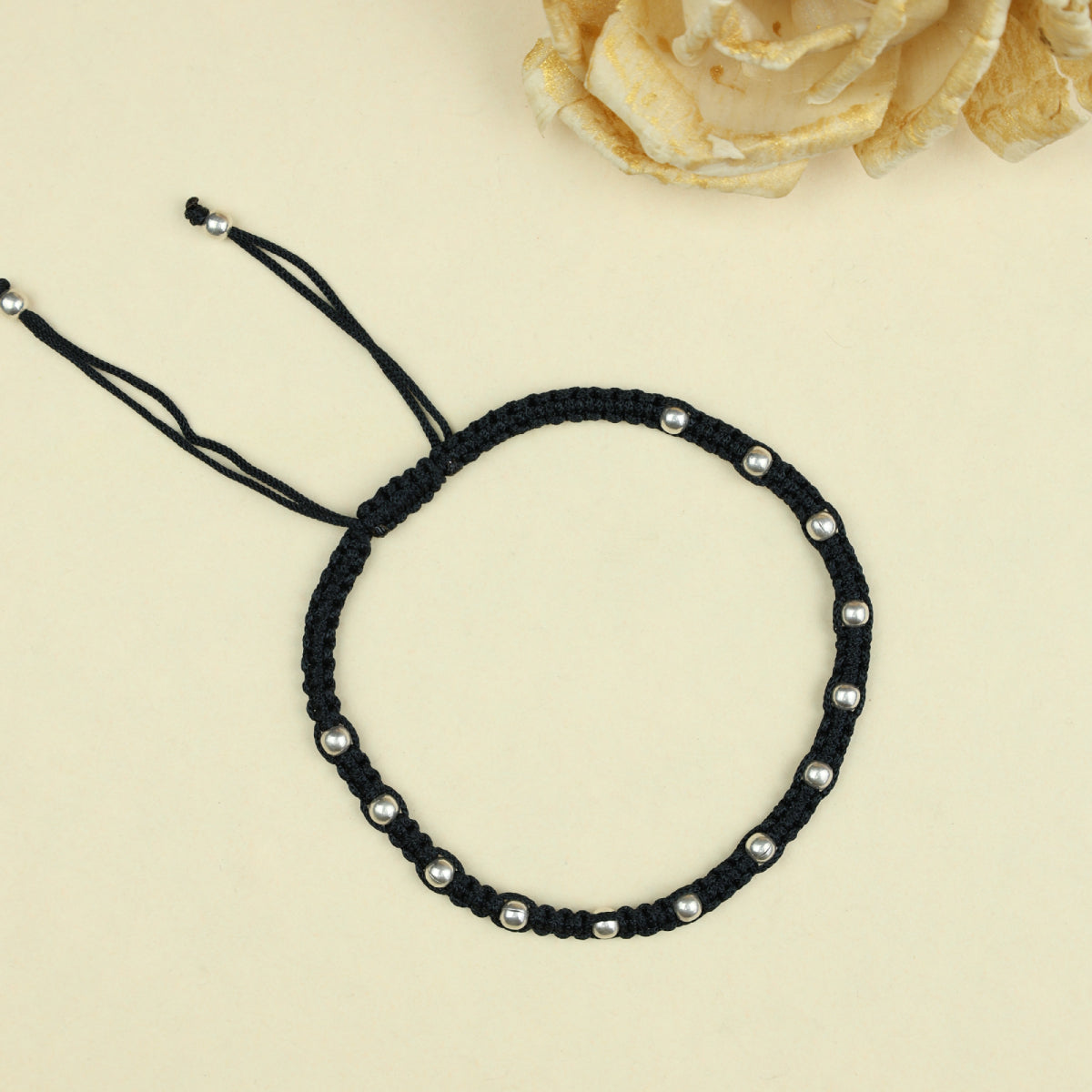 Nazakat Silver Multi Ball Beaded Thread Anklet(Single Piece)