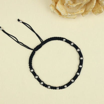 Nazakat Silver Multi Ball Beaded Thread Anklet(Single Piece)