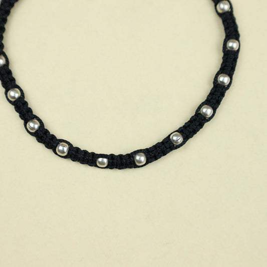 Nazakat Silver Multi Ball Beaded Thread Anklet(Single Piece)