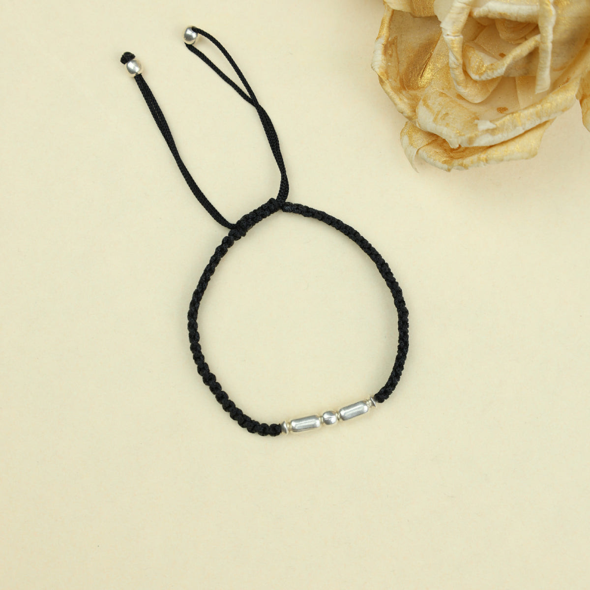 Nazakat Silver Bead Thread Anklet(Single Piece)