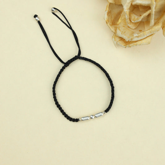 Nazakat Silver Bead Thread Anklet(Single Piece)