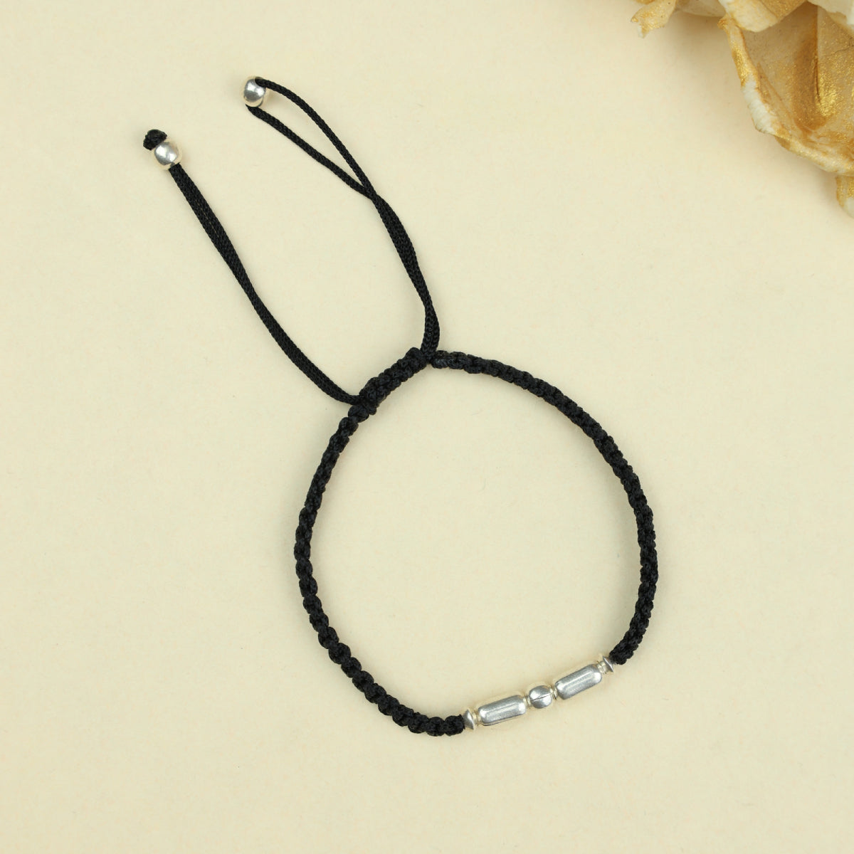 Nazakat Silver Bead Thread Anklet(Single Piece)