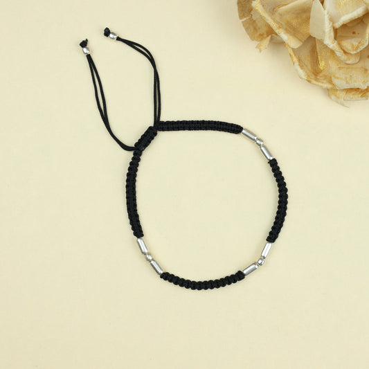 Nazakat Silver Cascading Pipe Bead Thread Anklet(Single Piece)