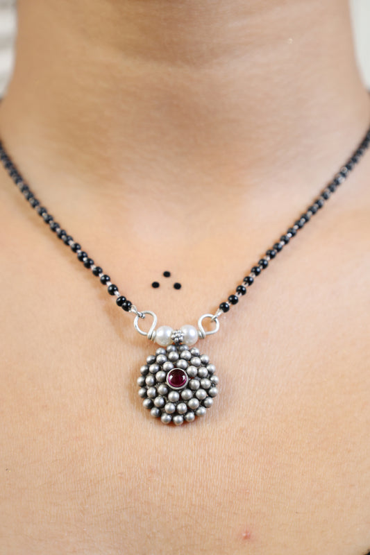 Maharatrian floral Mangalsutra – 92.5 Silver