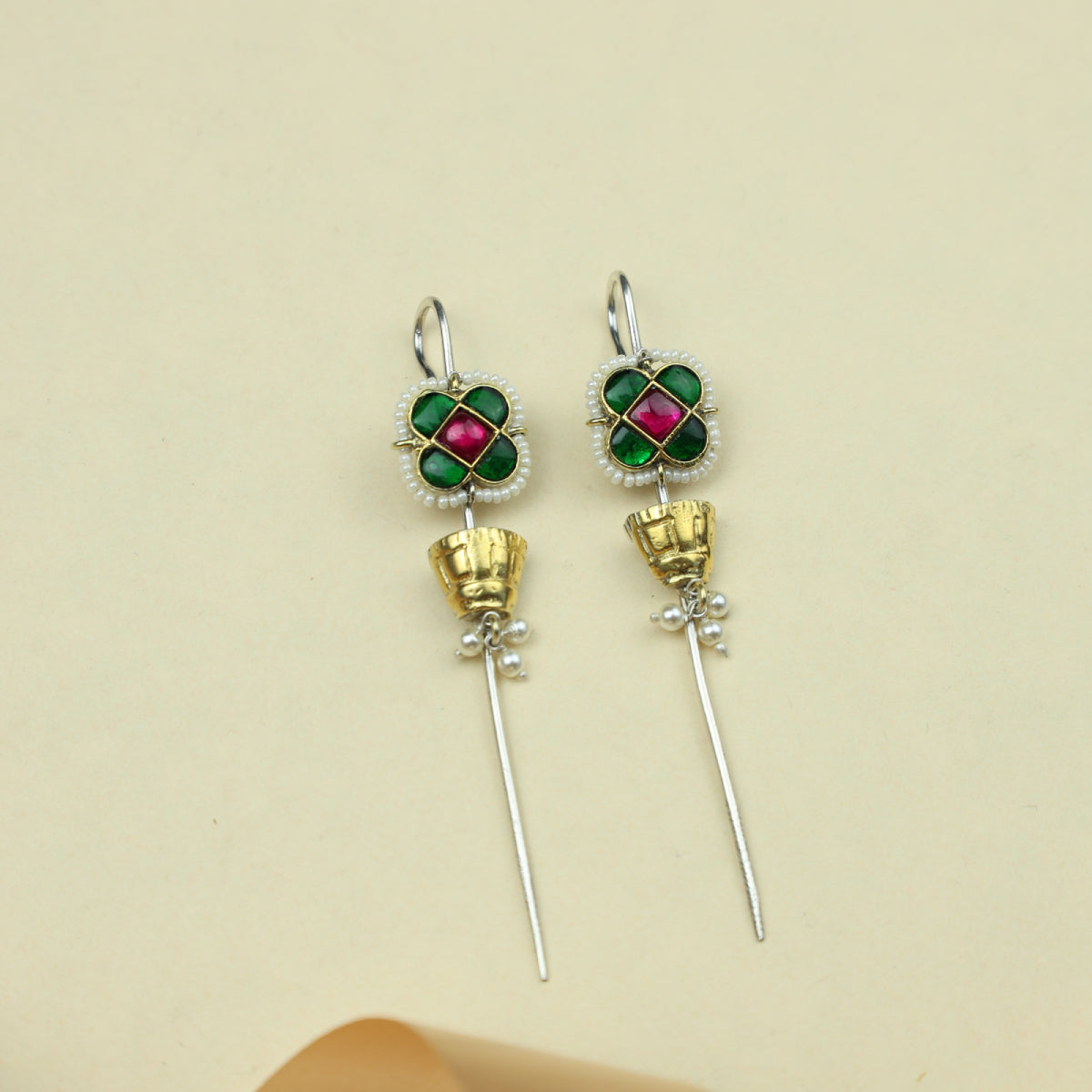 Anokhi Fusion Squar Flower Motif Ear Pin