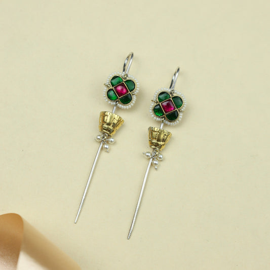 Anokhi Fusion Squar Flower Motif Ear Pin