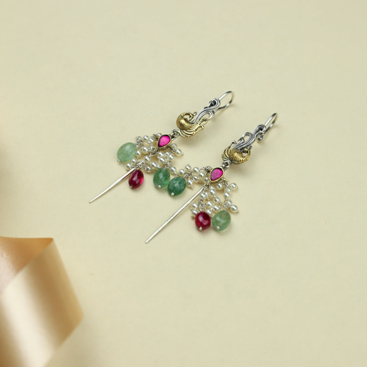 Anokhi Fusion Pecock Motif Ear Pins