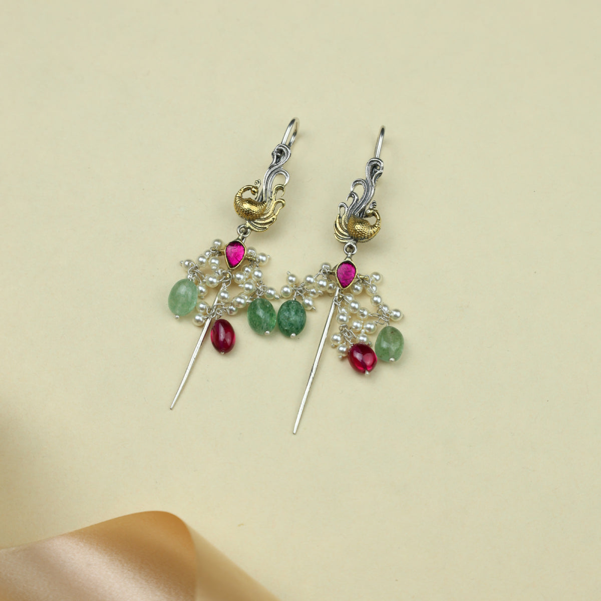 Anokhi Fusion Pecock Motif Ear Pins