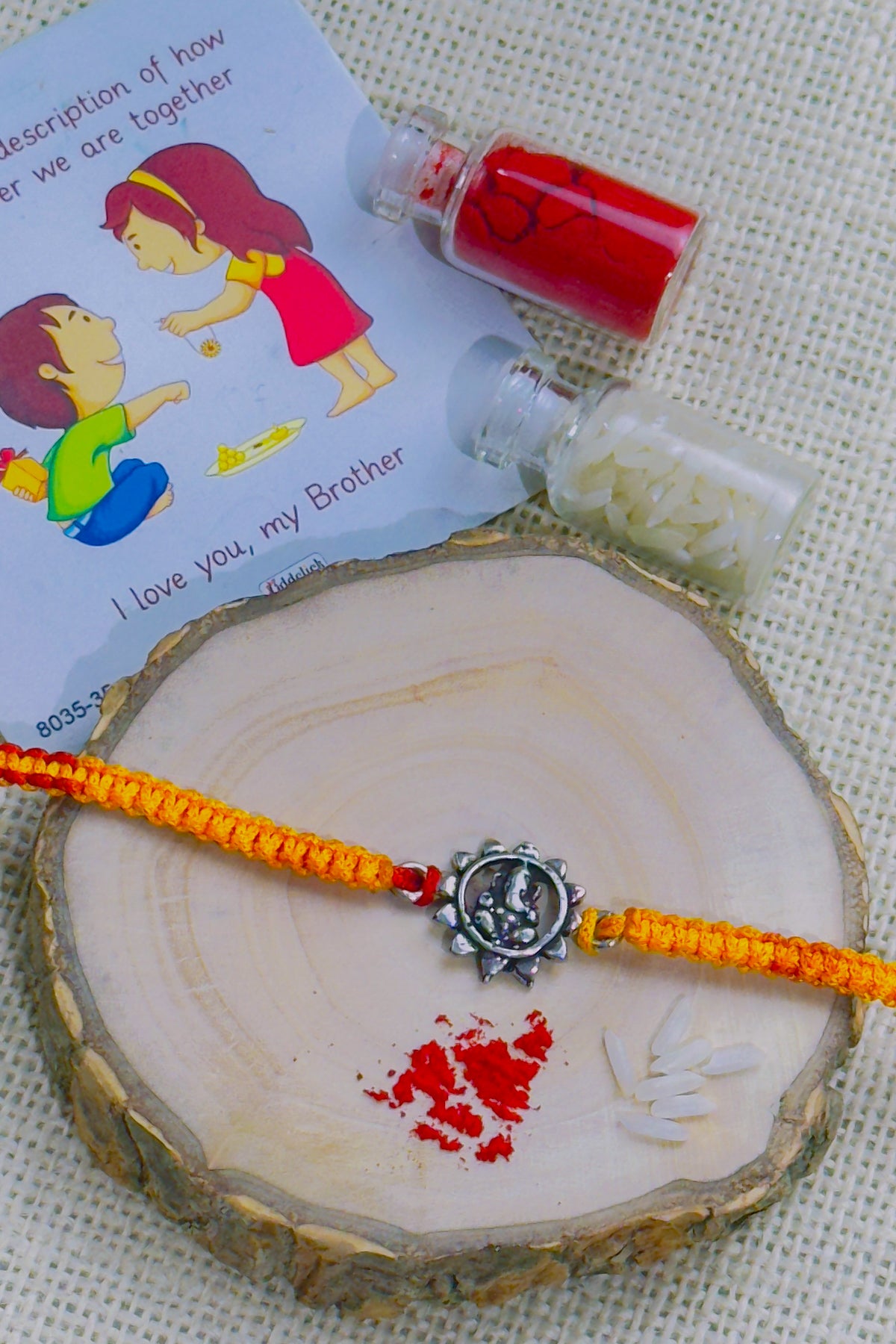 925 Silver Rakhi| Silver Ganpati Sunflower Rakhi