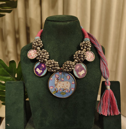 Tribal Tales Ghungroo Pichwai Pendant Necklace