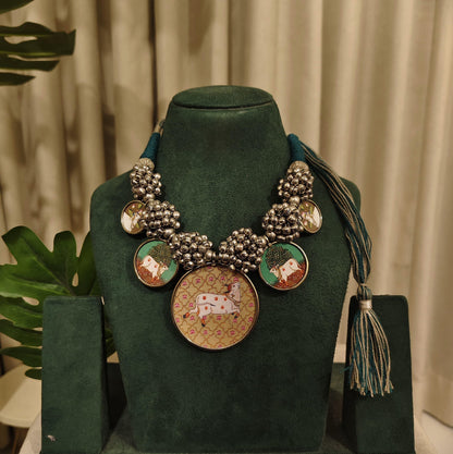 Tribal Tales Ghungroo Pichwai Pendant Necklace