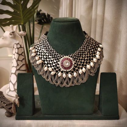 Tribal Tales Rani Pearl Kundan Fusion Necklace