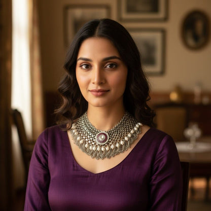 Tribal Tales Rani Pearl Kundan Fusion Necklace