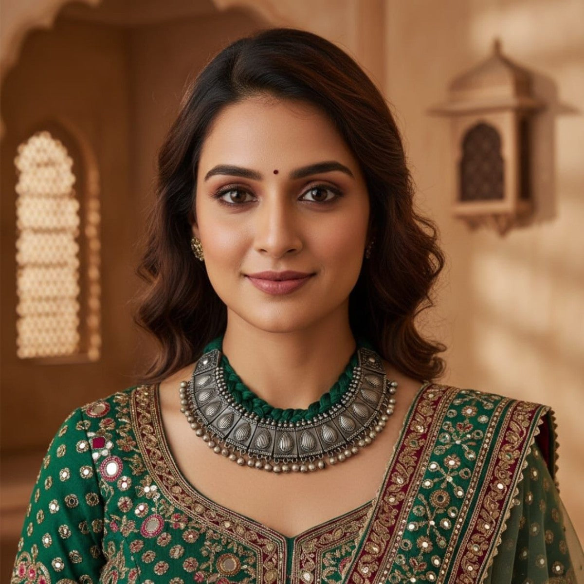 Tribal Tales Heritage Oxidised Temple Choker