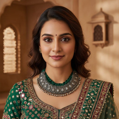 Tribal Tales Heritage Oxidised Temple Choker
