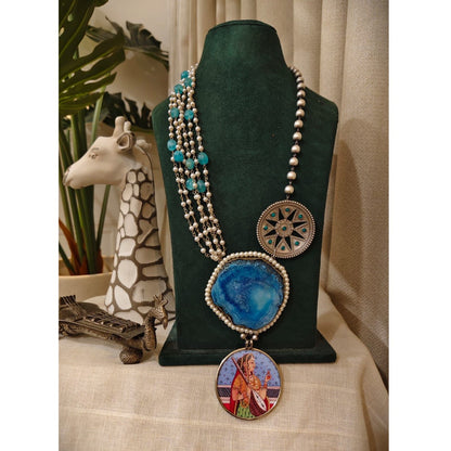 Tribal tales Statement Stone Multi-Bead Pichwai Necklace