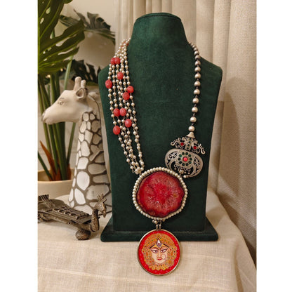 Tribal tales Statement Stone Multi-Bead Pichwai Necklace
