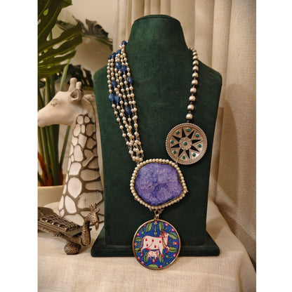 Tribal tales Statement Stone Multi-Bead Pichwai Necklace