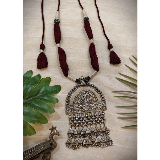 Tribal Tales Brass Temple Pendant Dori Necklace