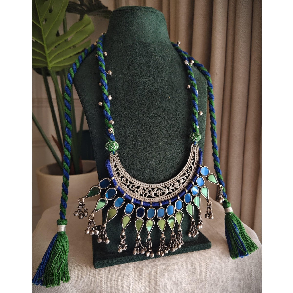 Tribal Tales Afghani Glass Stone Dori Pendant Necklace