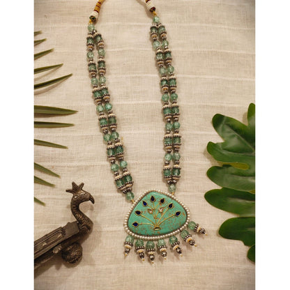 Tribal Tales Turquoise Jaal Pendant and Japanese Bead Mala