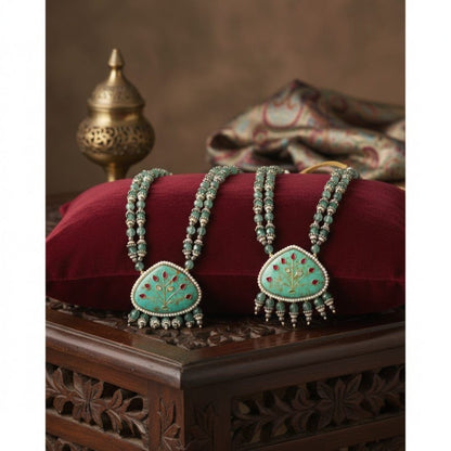 Tribal Tales Turquoise Jaal Pendant and Japanese Bead Mala