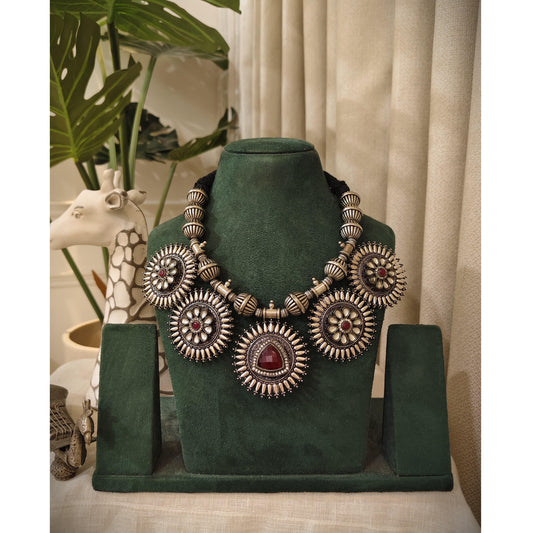 Tribal Tales Aditi Oxidized Fusion Necklace