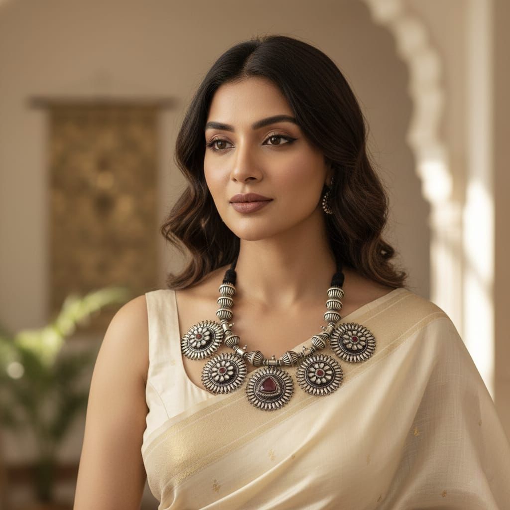 Tribal Tales Aditi Oxidized Fusion Necklace