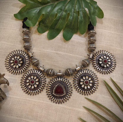 Tribal Tales Aditi Oxidized Fusion Necklace