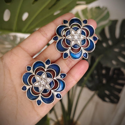 Tribal Tales Mandala Kundan Floral Stud Earrings
