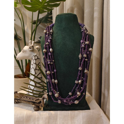 Tribal Tales Multi-Strand Amethyst Pearl Necklace