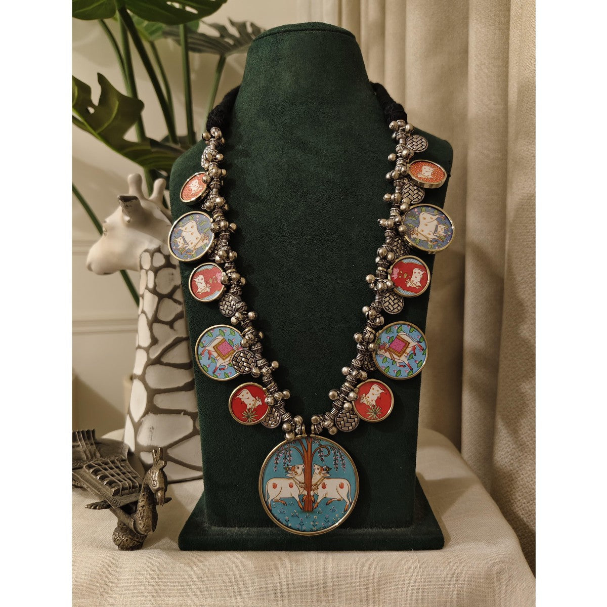 Tribal Tales Pichwai Art Multi Motif Necklace
