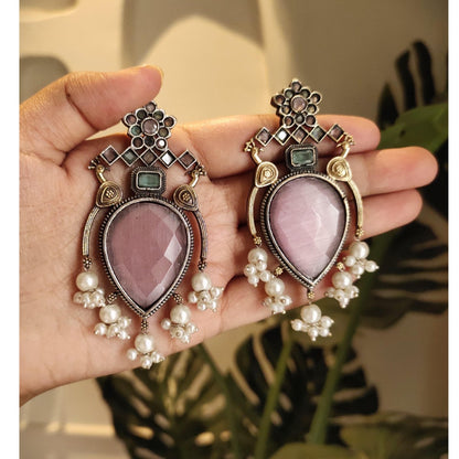 Tribal Tales Dual Tone Peacock Drop Earrings