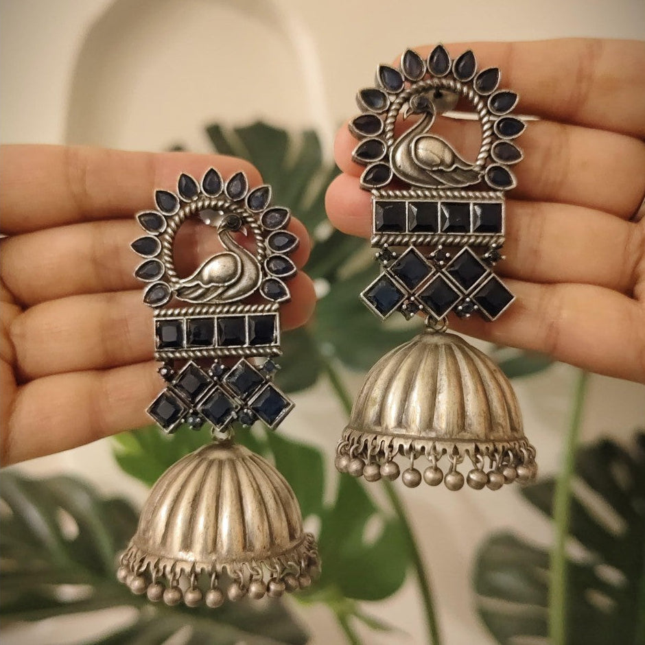Tribal Tales Peacock Motifs Jhumka Earrings