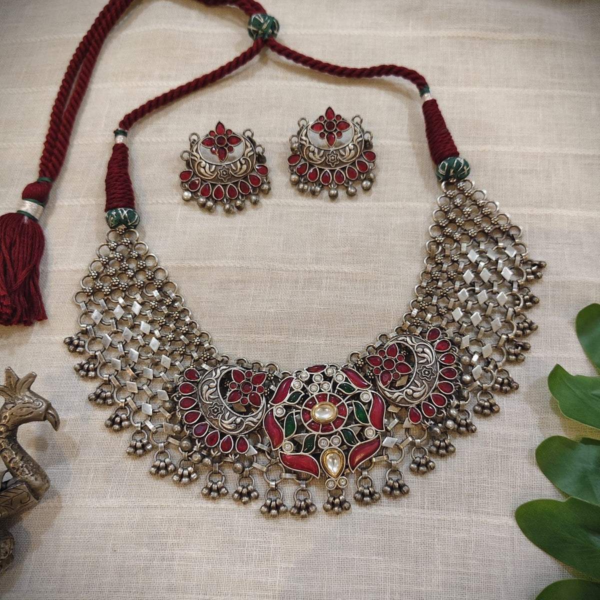 Tribal Tales Ruby Kemp Oxidized Necklace Set