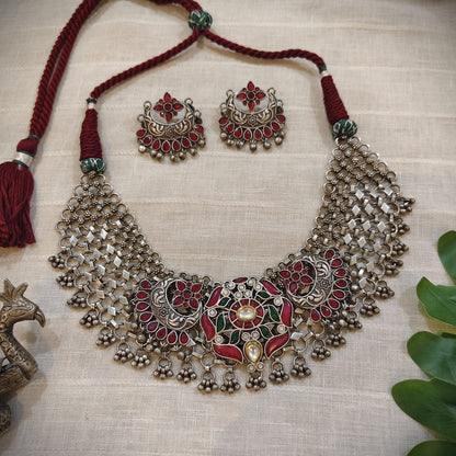 Tribal Tales Ruby Kemp Oxidized Necklace Set