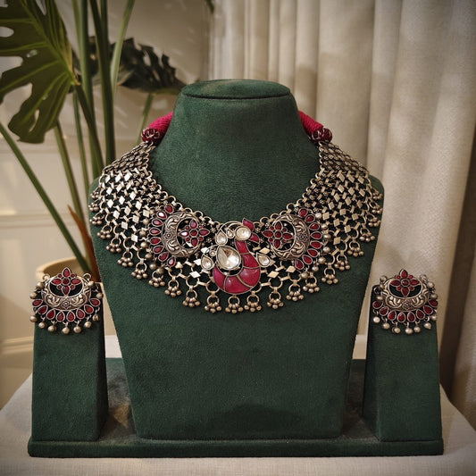 Tribal Tales Ruby Kemp Oxidized Necklace Set