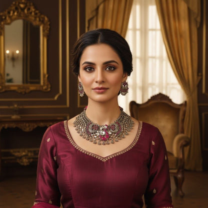 Tribal Tales Ruby Kemp Oxidized Necklace Set